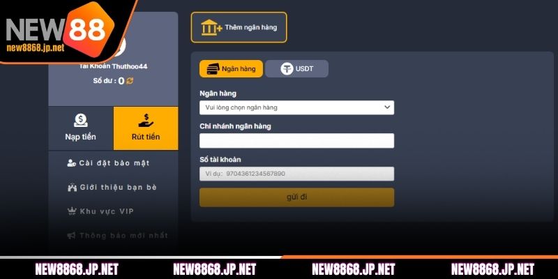 Hướng dẫn cách liên kết tài khoản tại NEW88